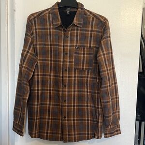 Volcom Brown and Blue Plaid Casual Button Down Shirt